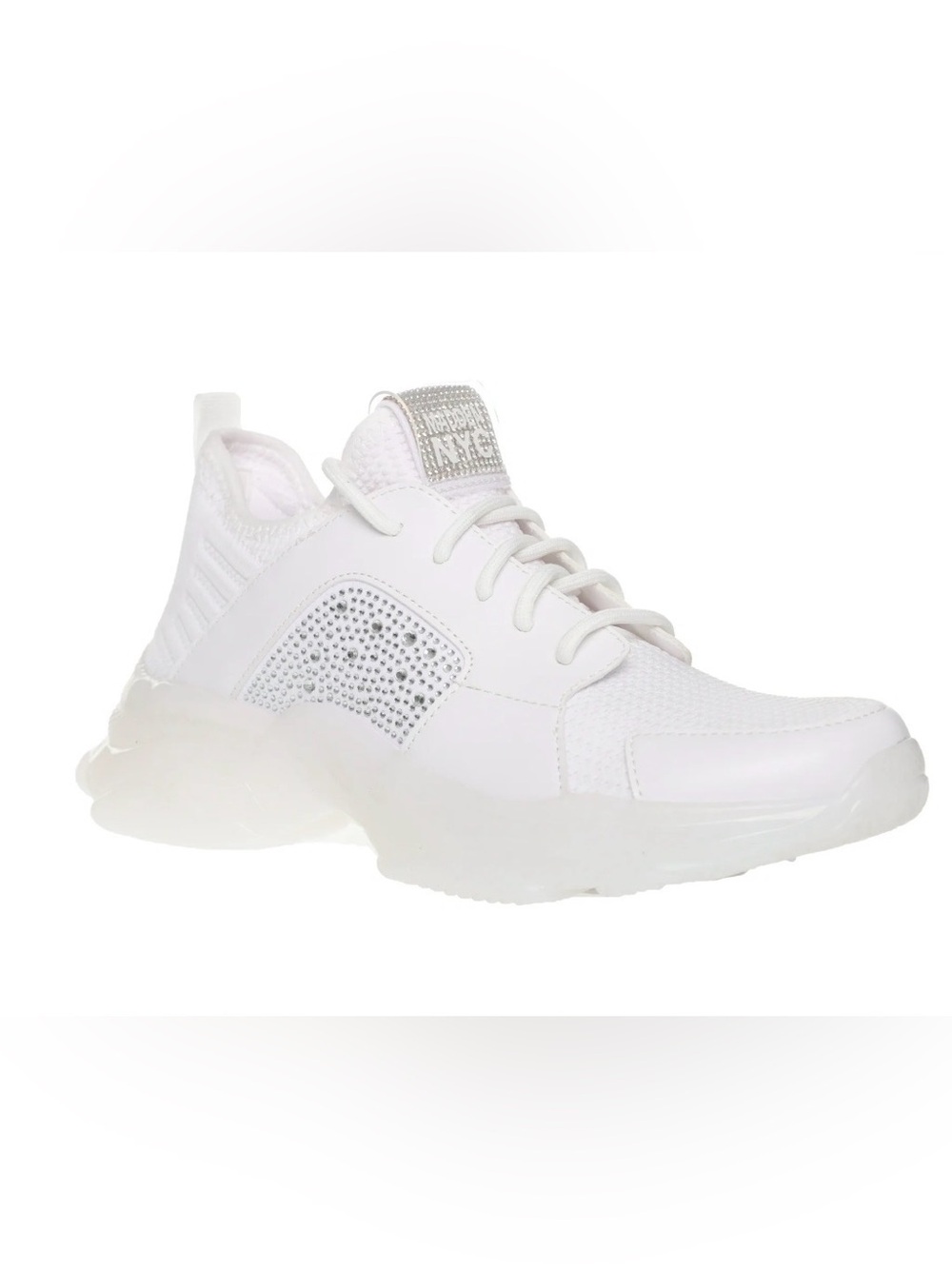 MADDEN NYC women's athletic white sneakers shoes rhinestones 7.5